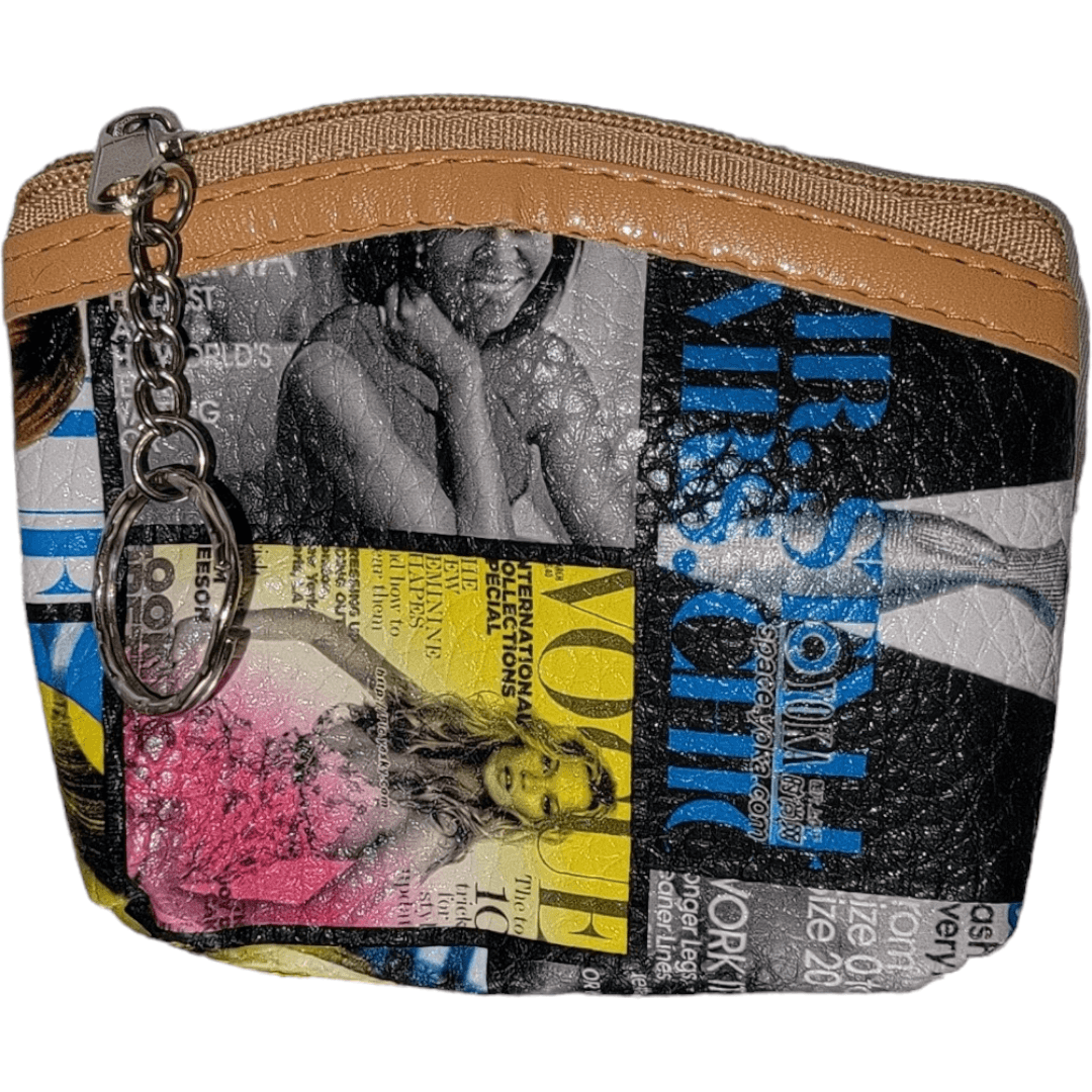 Stylish coin pouch with zipper and key chain