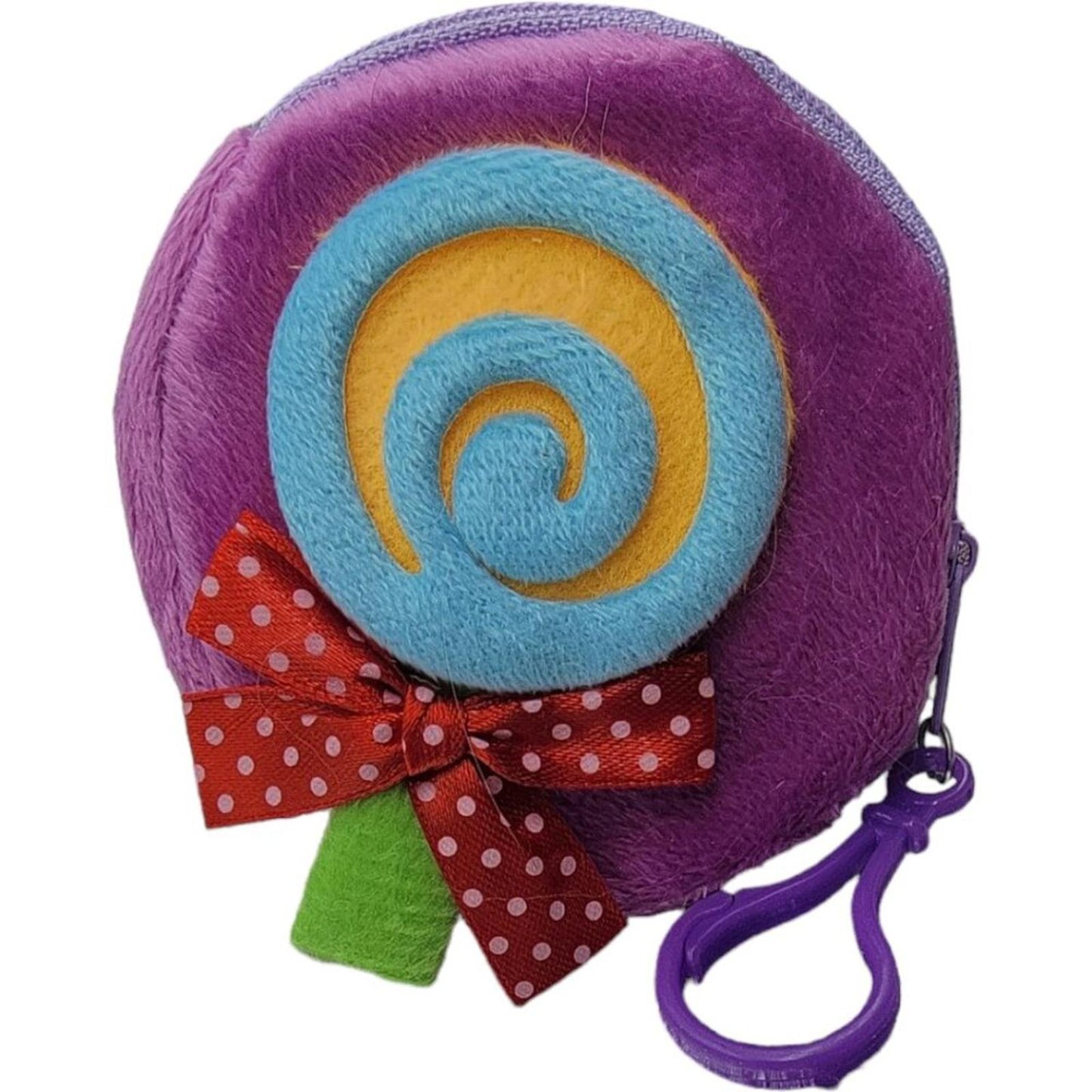 Purple Plush Lollipop Coin Purse with Clip