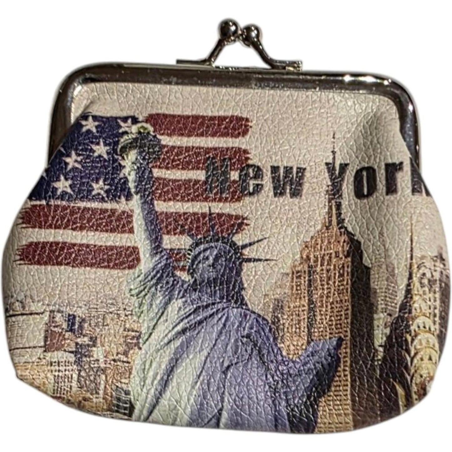 New York Themed Coin Purse with Statue of Liberty Print