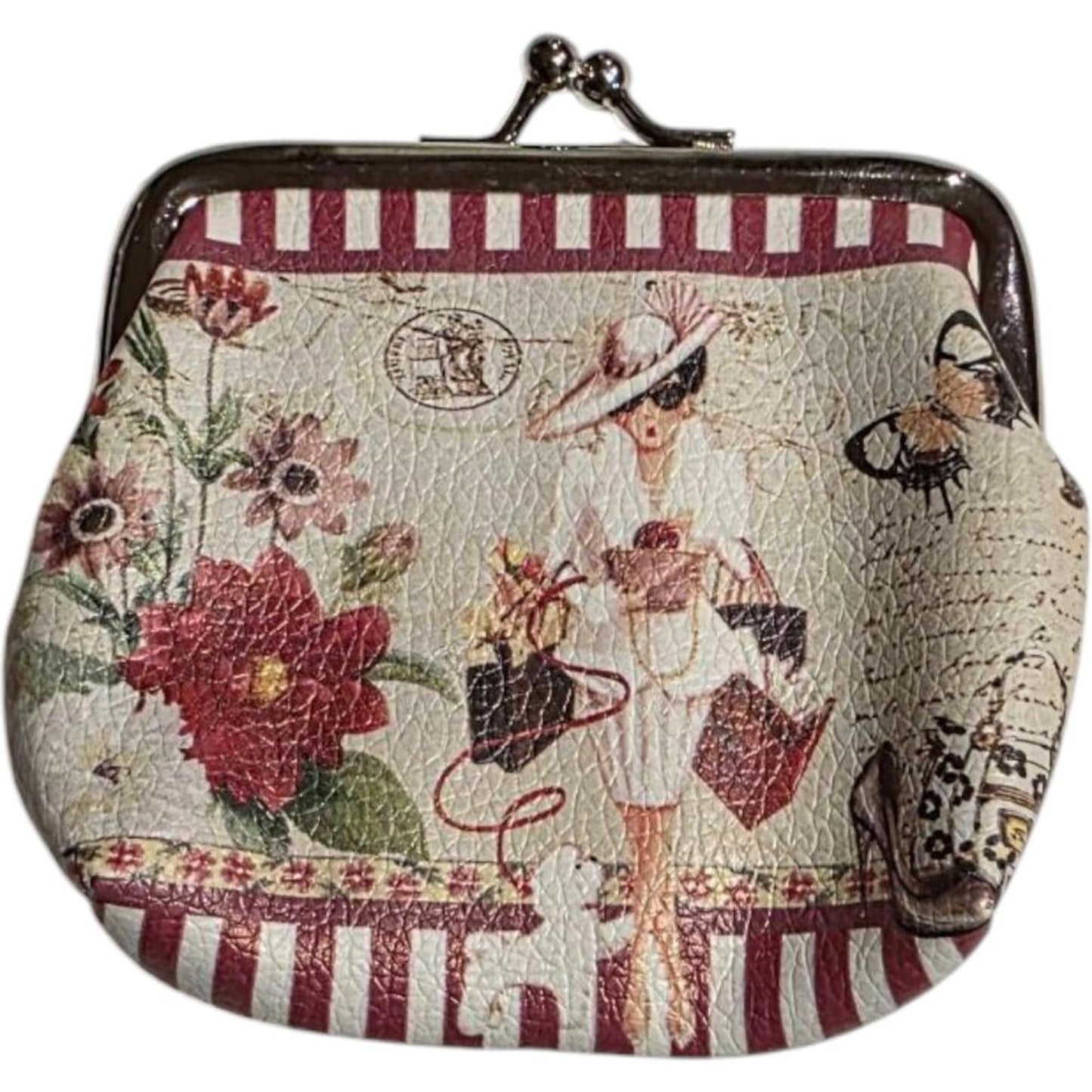Vintage Style Coin Purse with Fashion Illustration