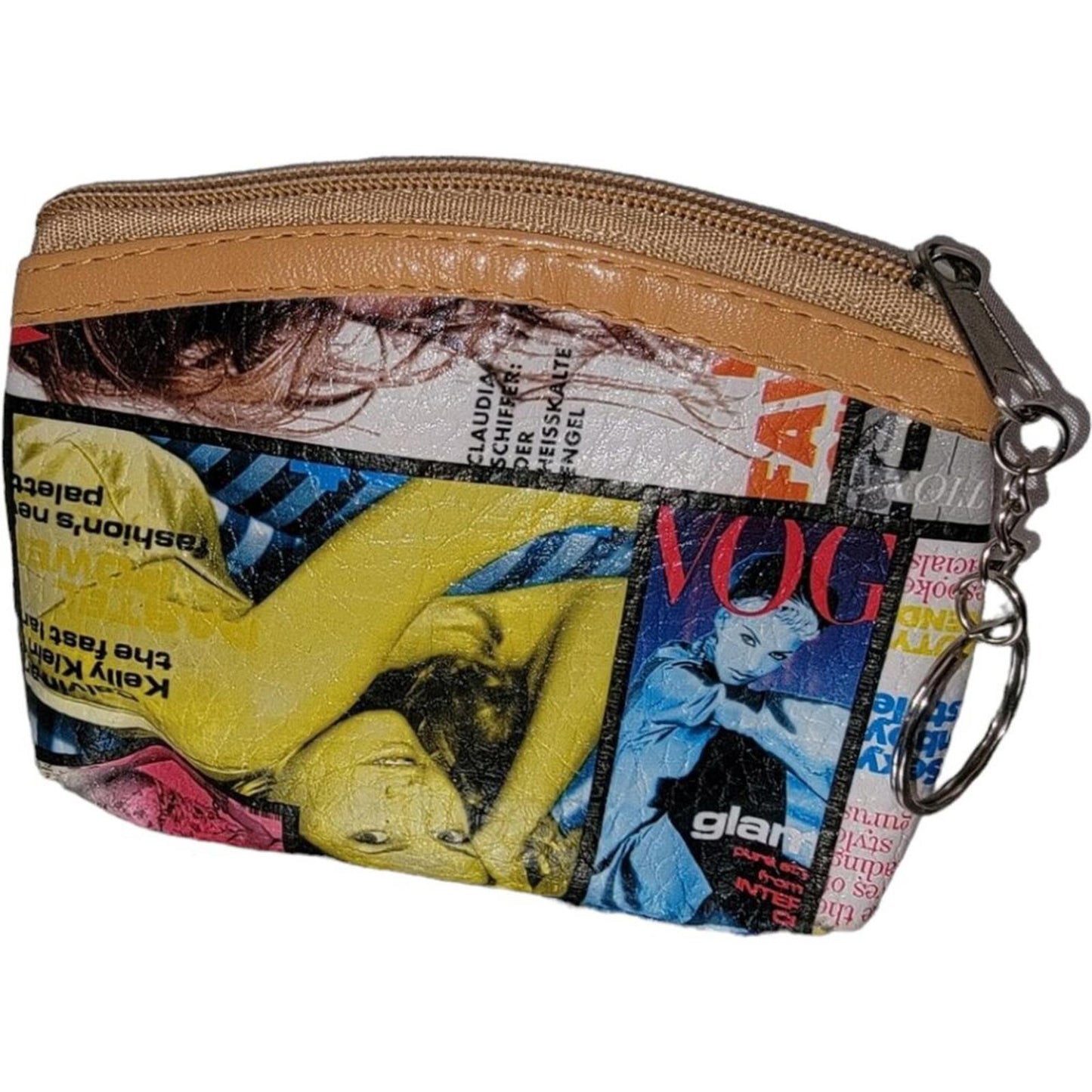 Vintage Vogue Magazine Print Coin Purse Keychain