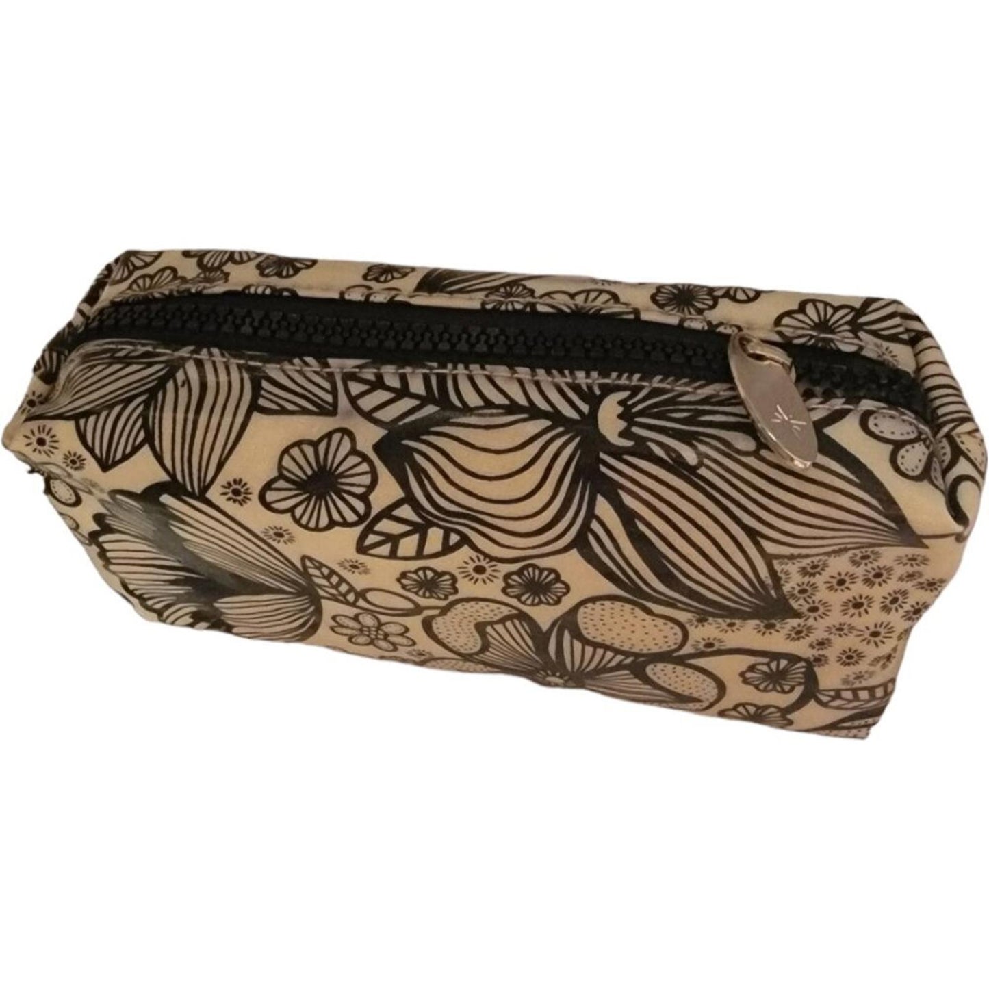 Floral Print Rectangular Cosmetic Bag with Zipper