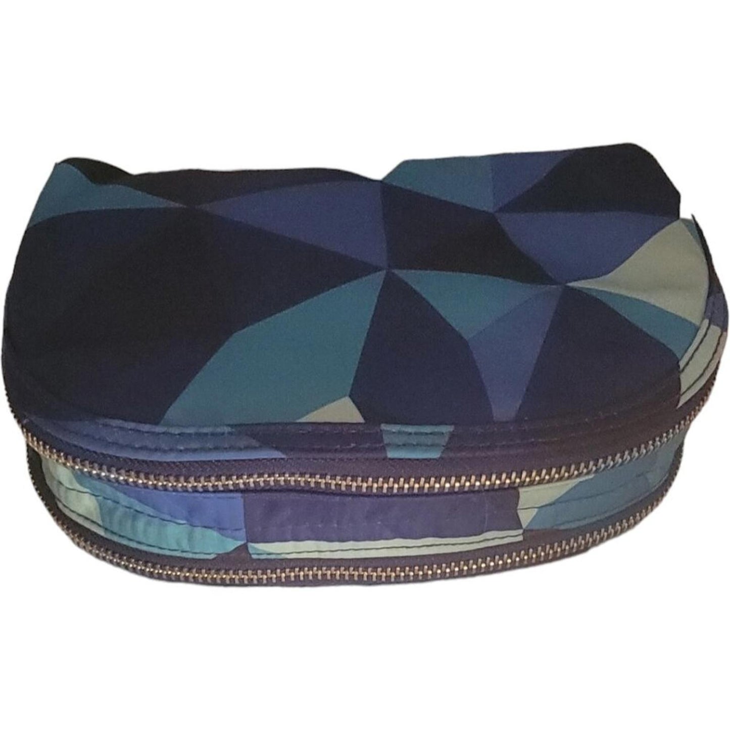 Geometric Patterned Double Zip Cosmetic Bag