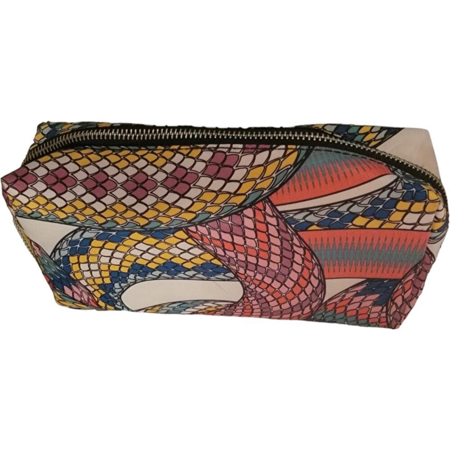 Multicolour Patterned Cosmetic Bag with Zip Closure