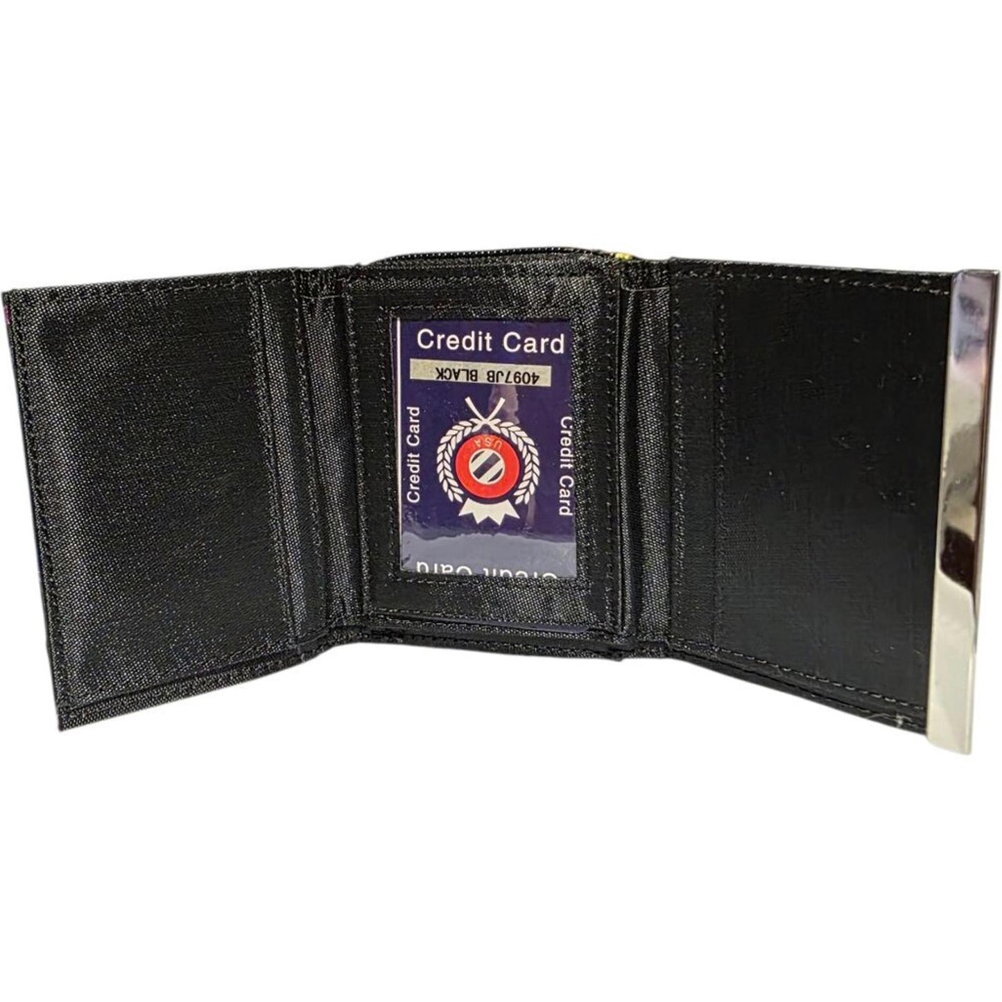 Compact Black Wallet with Multicolour Logo Print