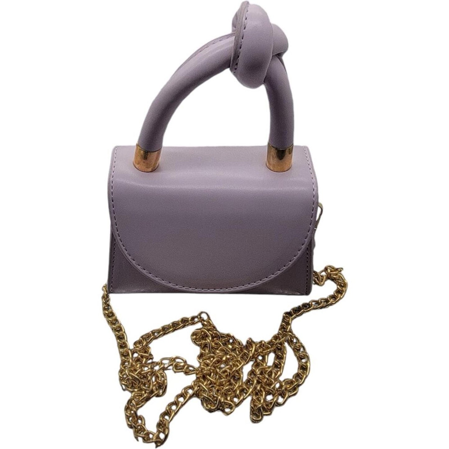 Lilac Mini Handbag with Gold Chain Strap