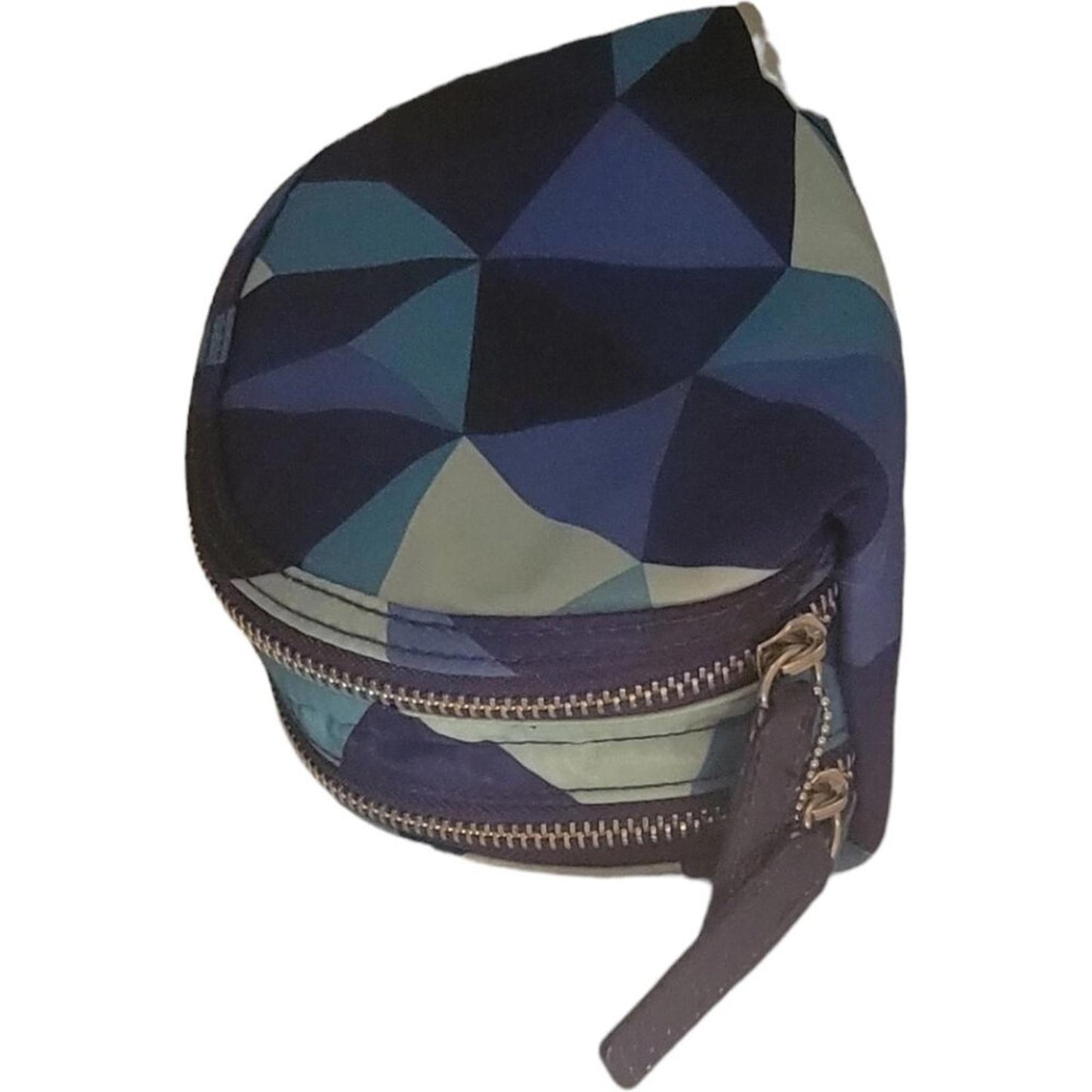 Geometric Patterned Double Zip Cosmetic Bag