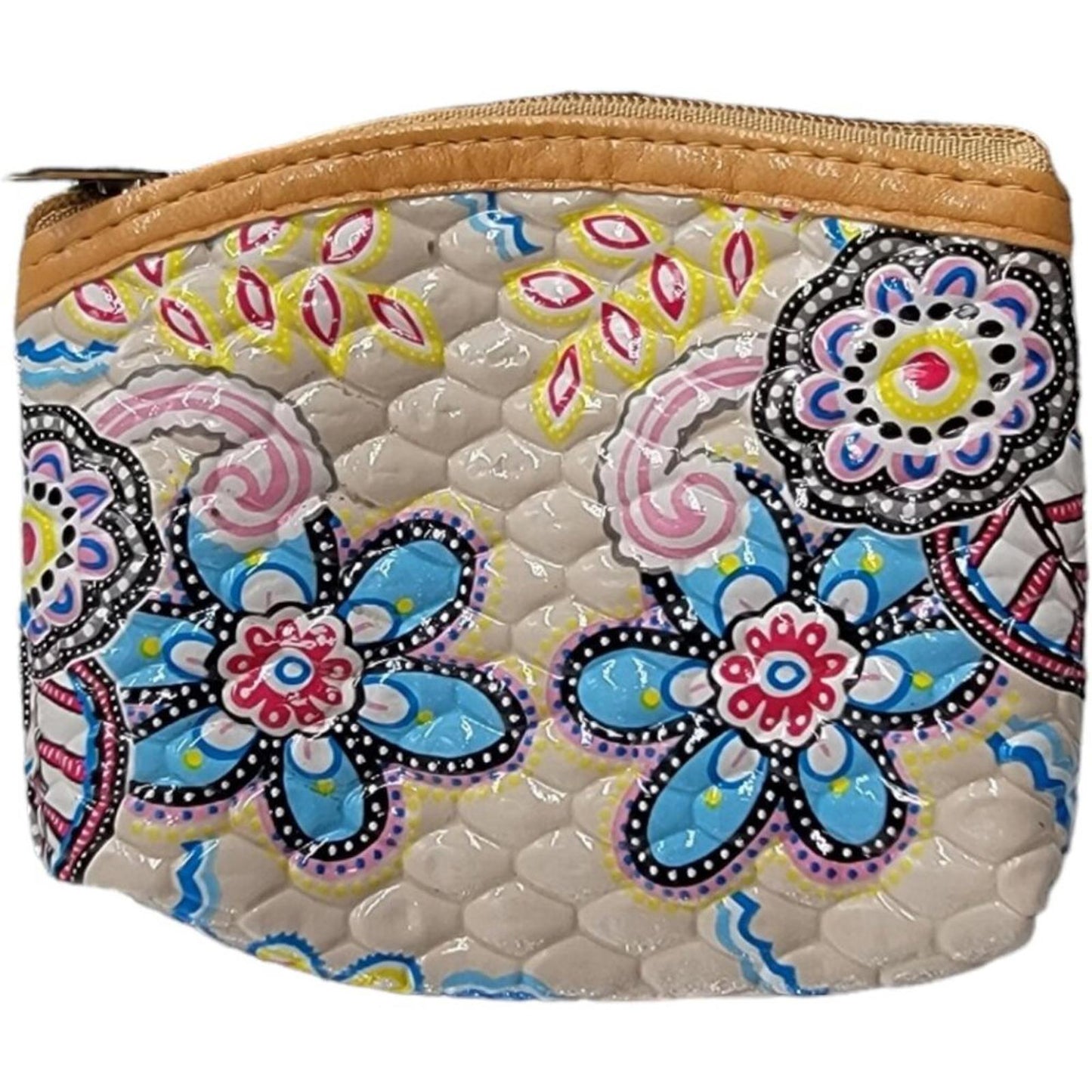 Quilted Floral Pattern Small Zipper Pouch