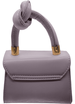 Lilac handbag with a knotted handle and gold accents