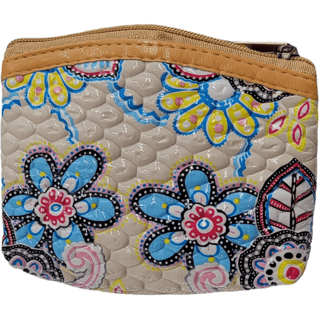 Coin Pouch, Flower Print with Zipper two flowers