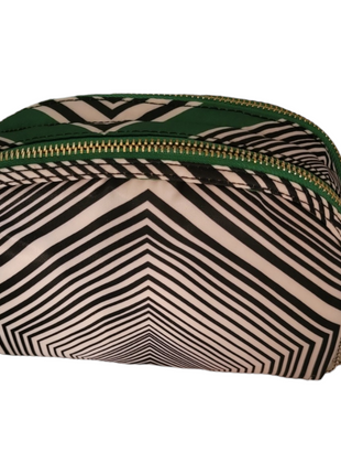 Cosmetic Pouch with two compartments, by Sonia Kashuk black white