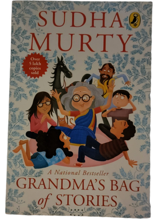 Cover of the book 'Grandma's Bag of Stories' by Sudha Murty, featuring illustrations of a grandmother with children.