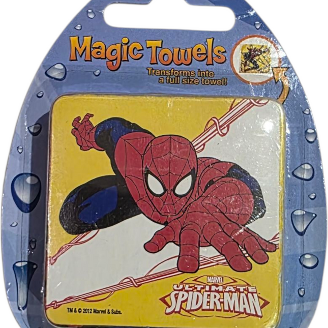 Magic Towels original unopened packaging featuring Spider-Man design collectible item
