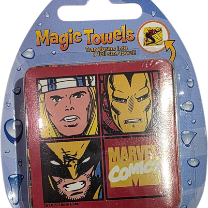 Magic Towels Marvel Comics collectible in original unopened packaging with vintage superhero design