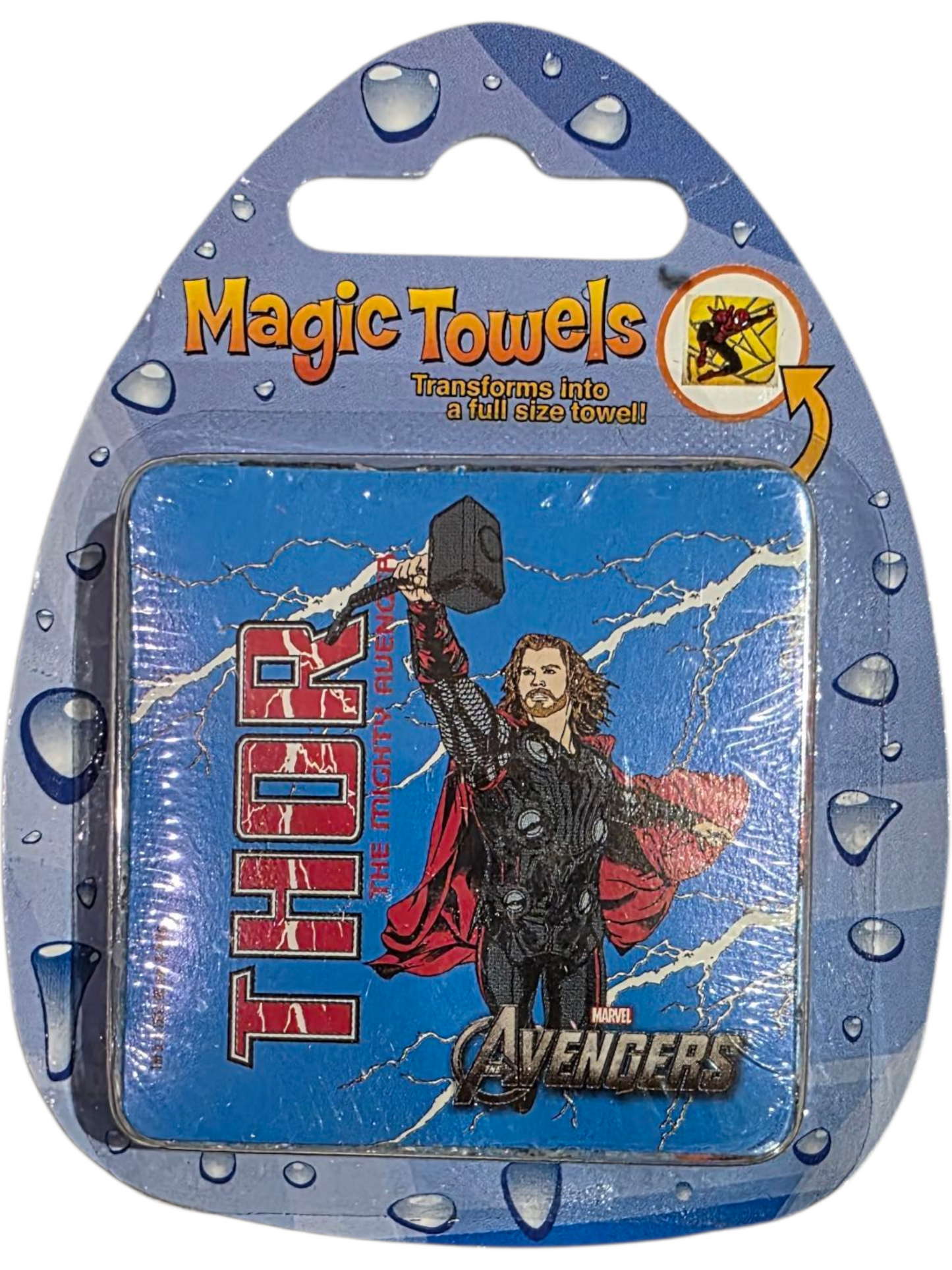 Magic Towels in original unopened packaging featuring Thor Avengers design collectible textile