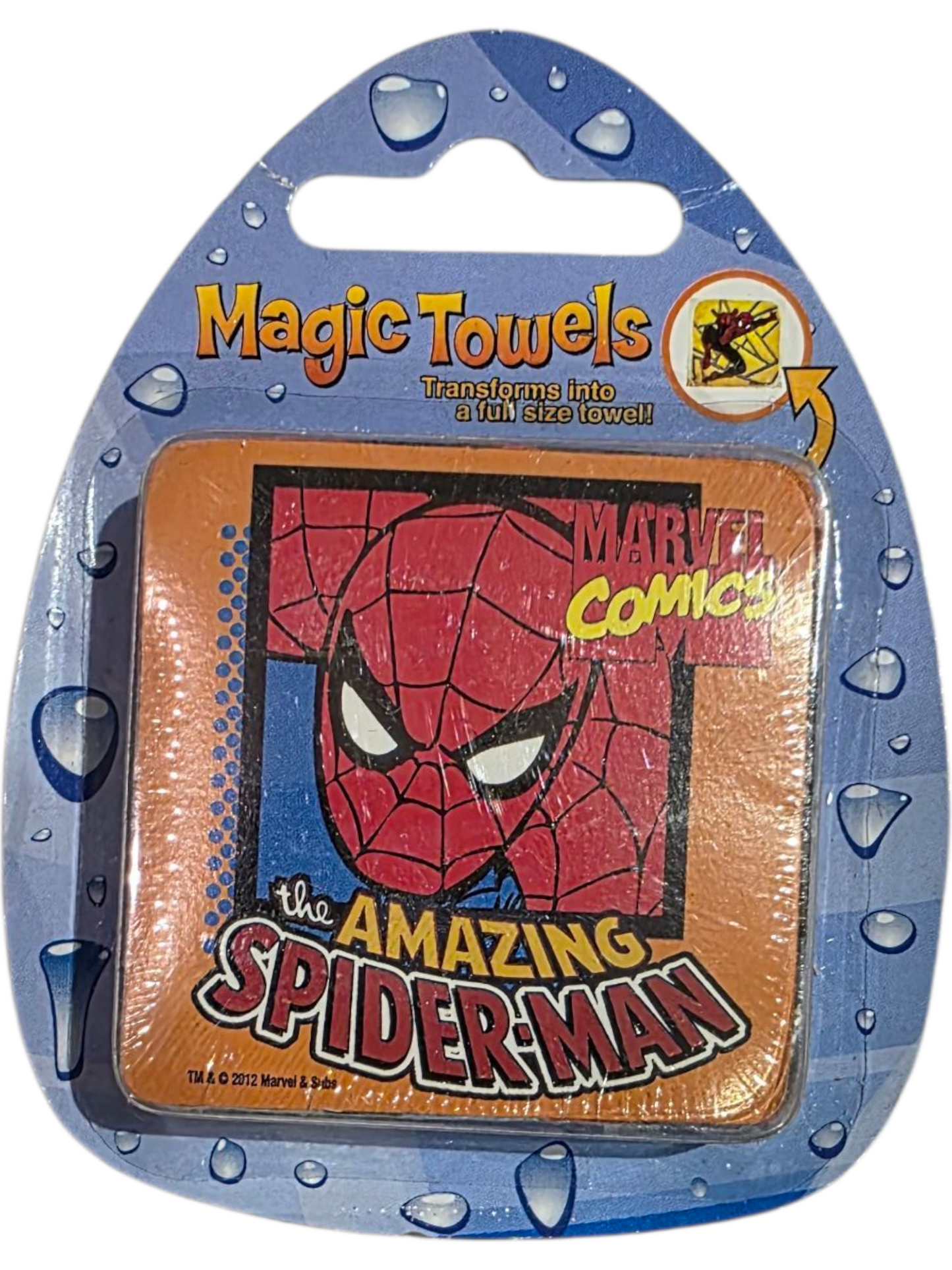 Magic Towels in original packaging featuring The Amazing Spider-Man collectible textile