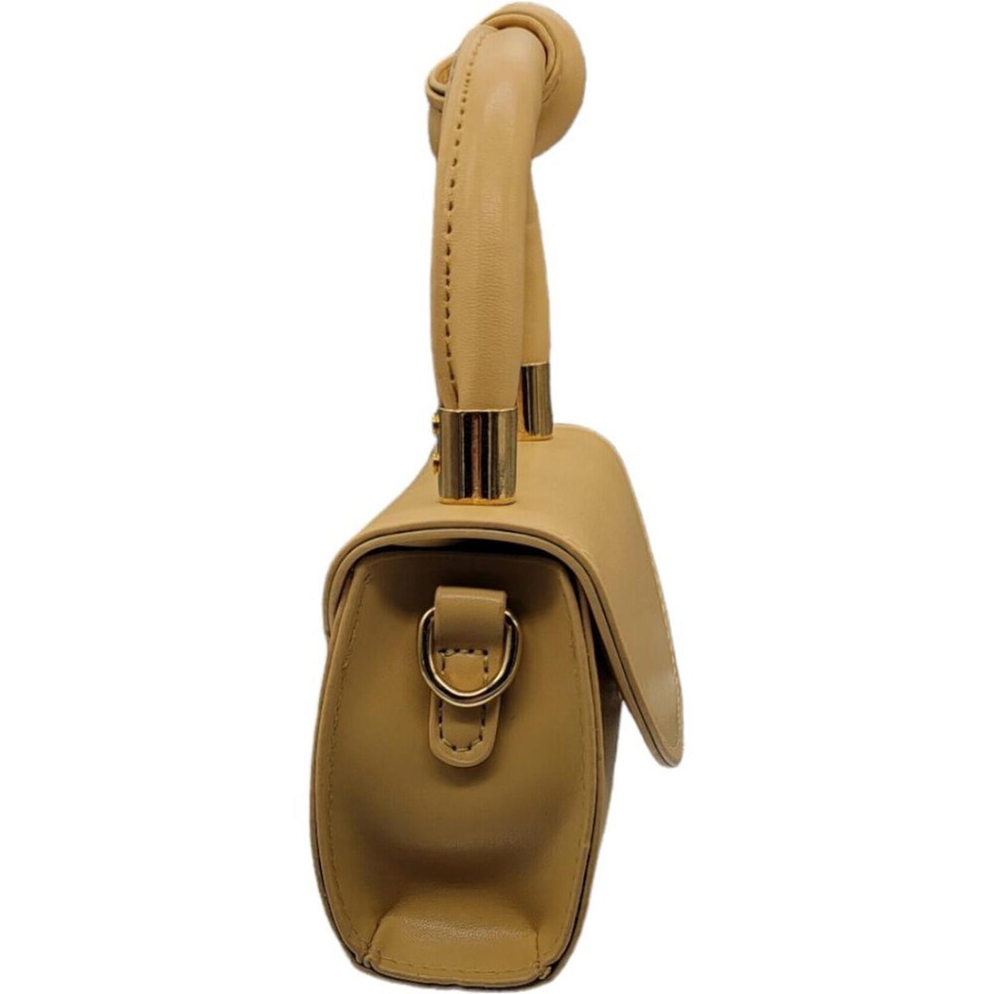 Mini Tan Handbag with Gold Chain Strap