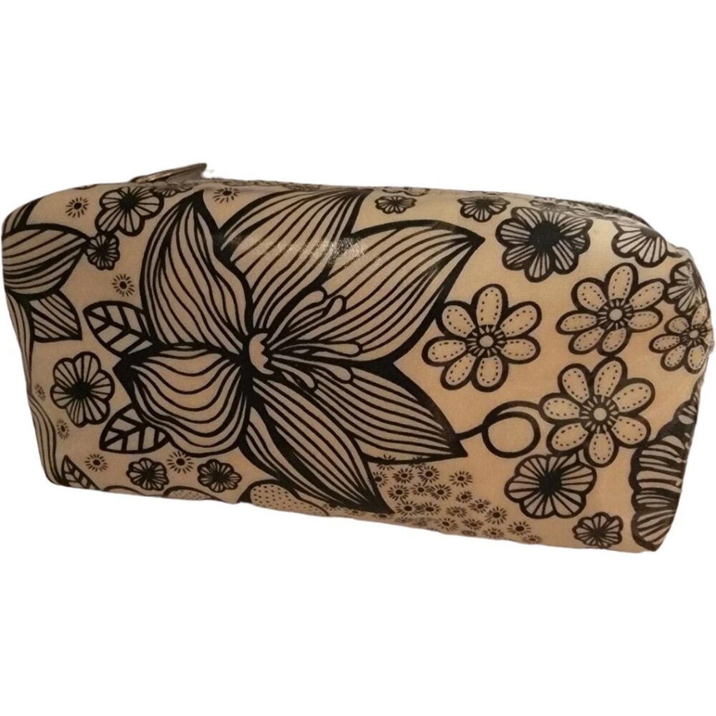 Floral Print Rectangular Cosmetic Bag with Zipper