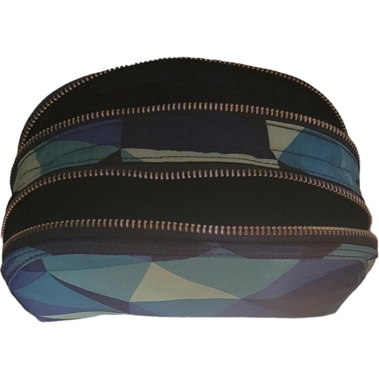 Geometric Patterned Double Zip Cosmetic Bag