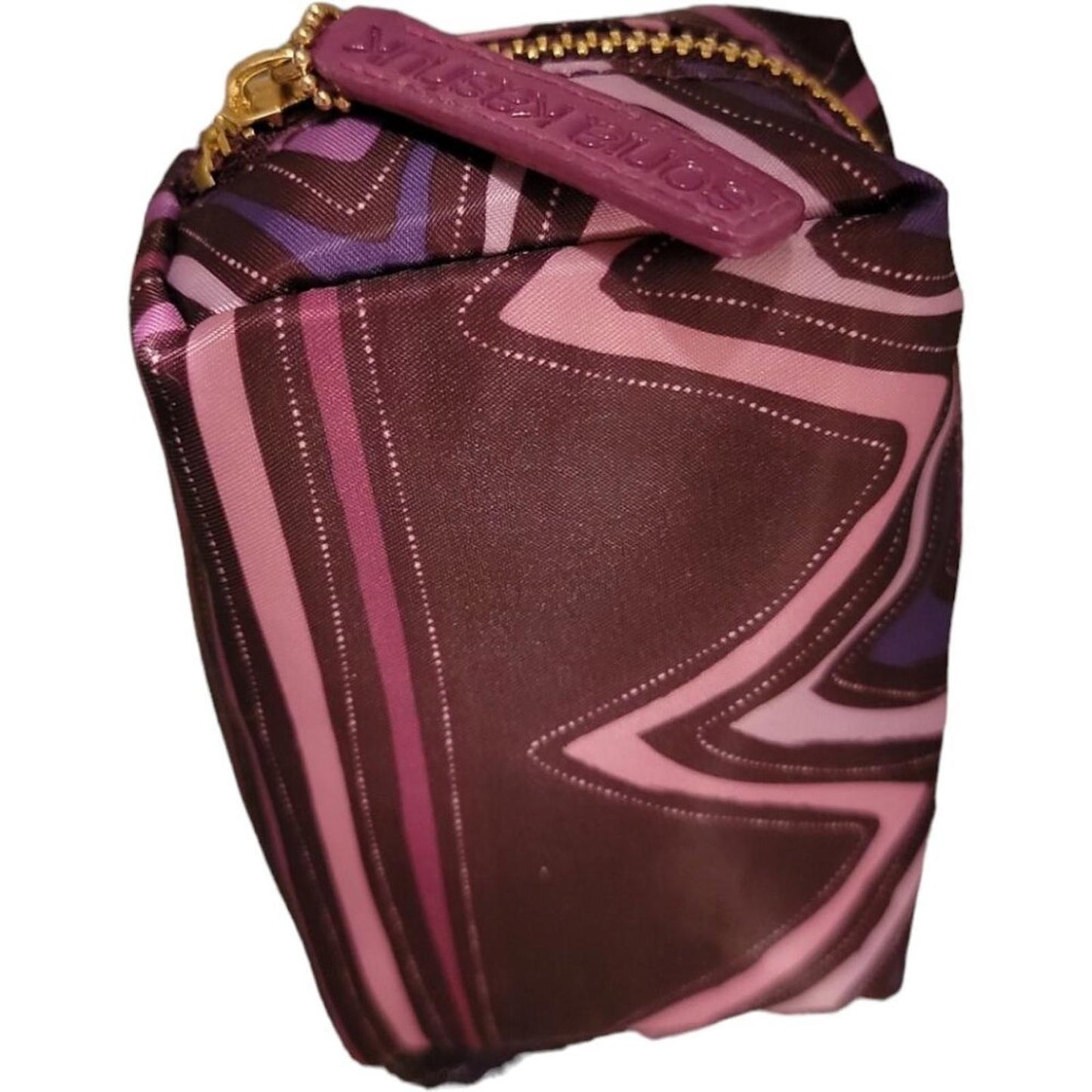 Chevron Patterned Cosmetic Bag with Gold Zipper