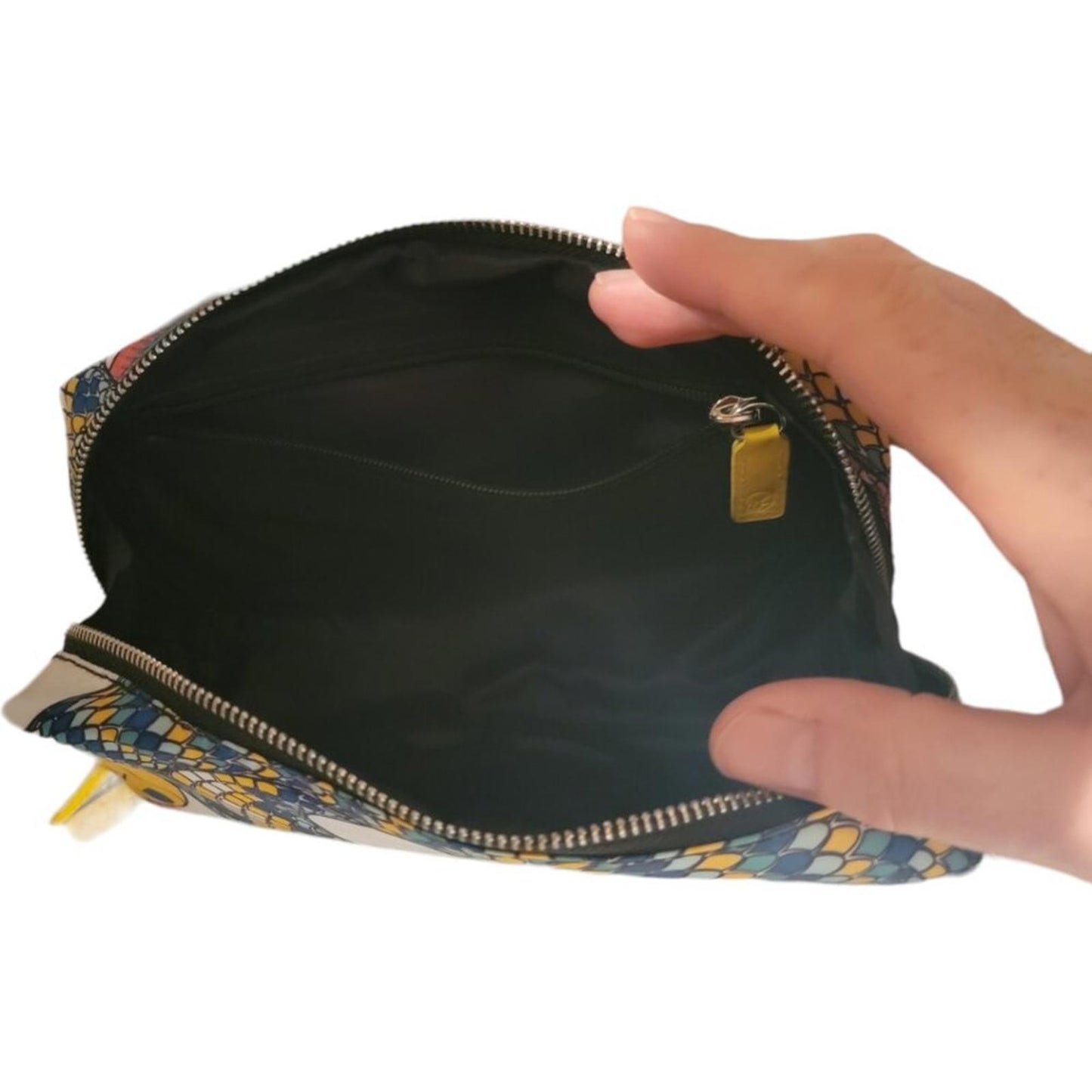 Multicolour Patterned Cosmetic Bag with Zip Closure