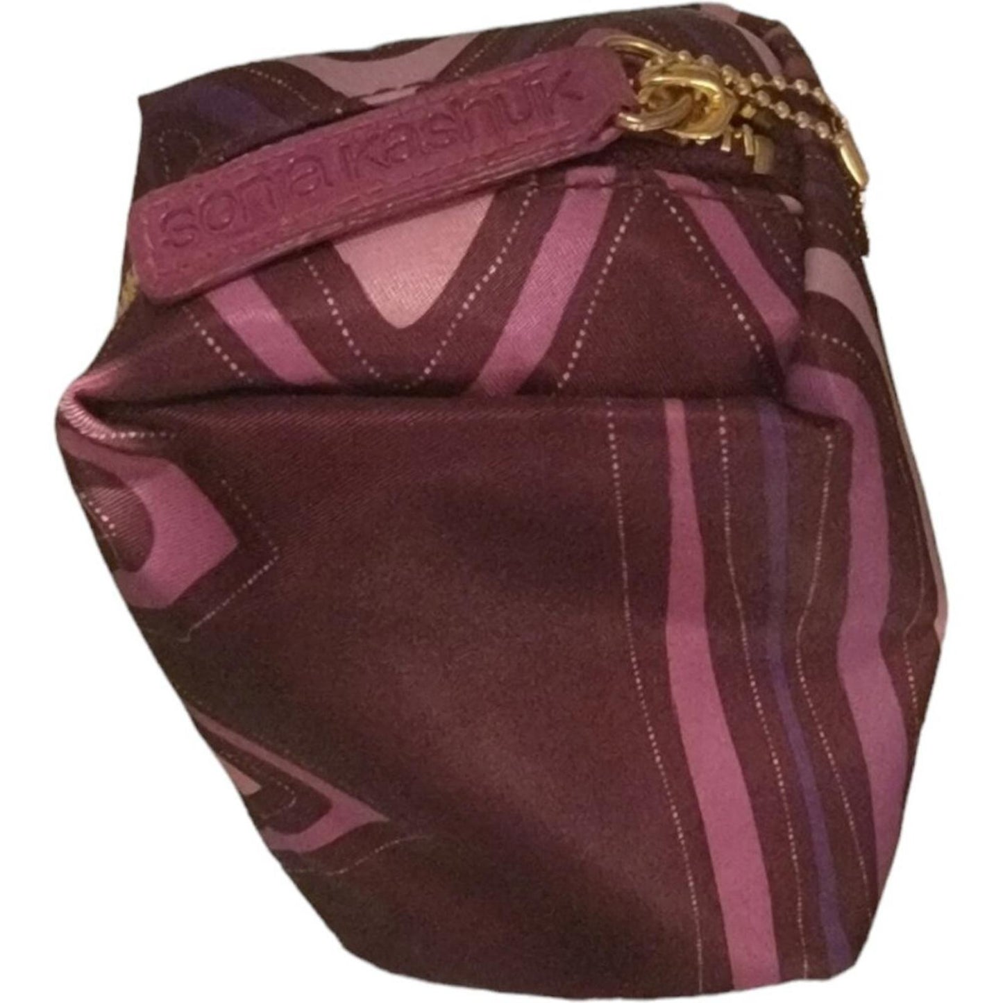 Chevron Patterned Cosmetic Bag with Gold Zipper