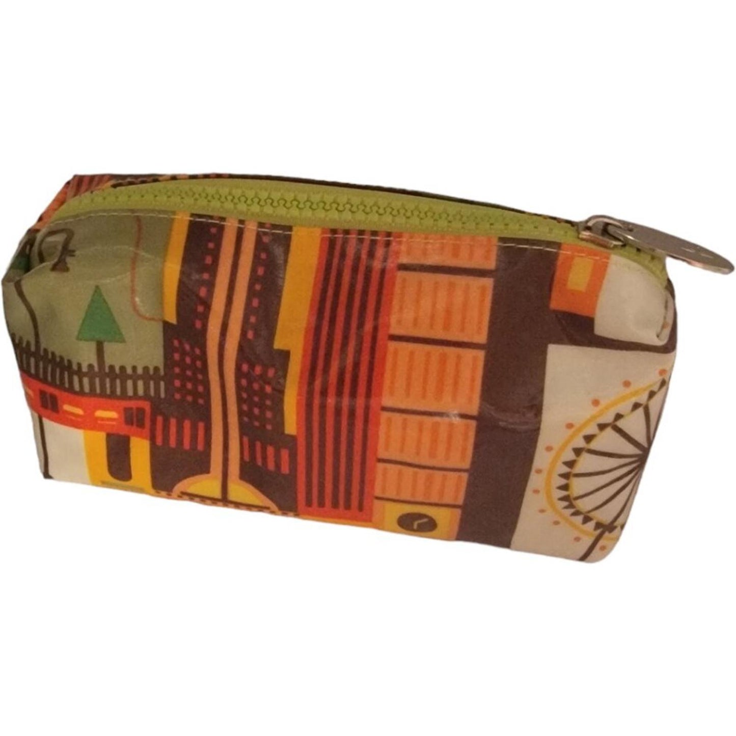 Compact Cityscape Patterned Zippered Pouch