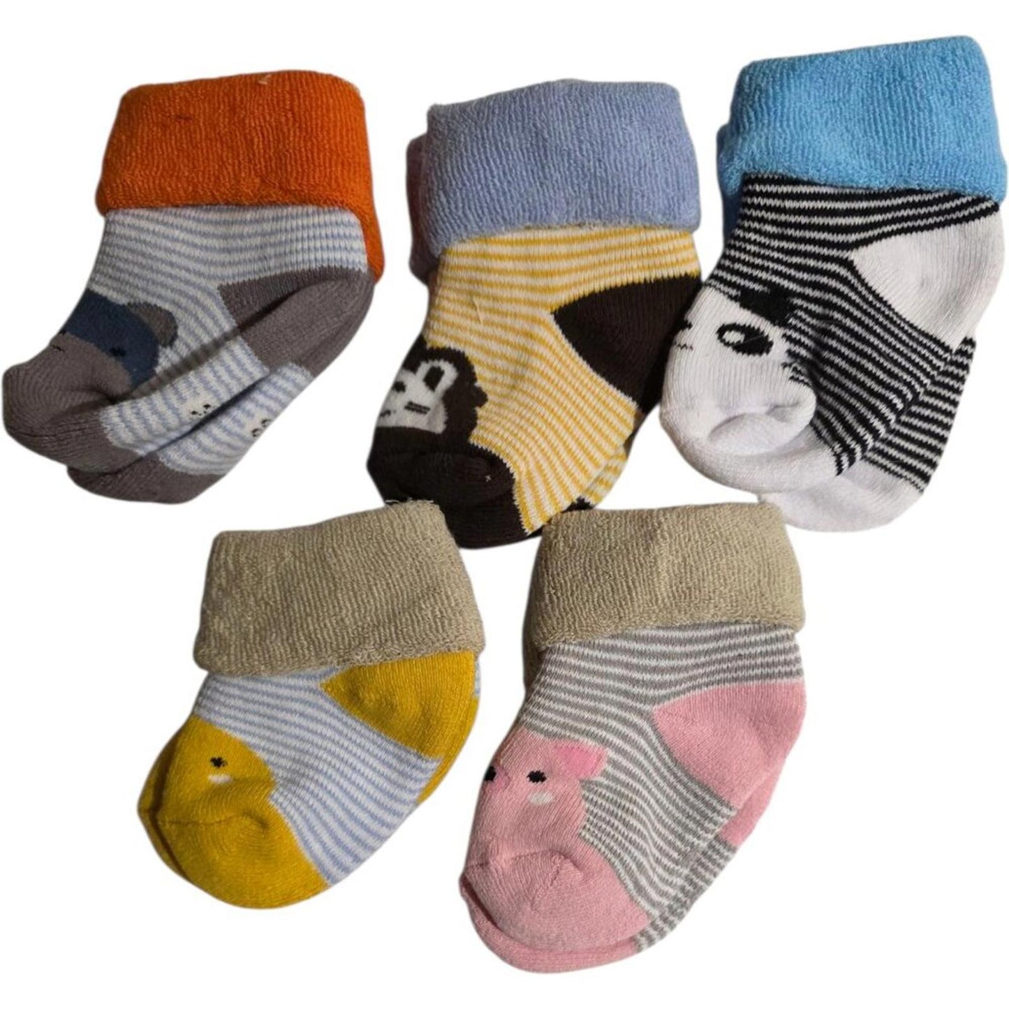 Set of 5 Baby Socks with Animal Designs