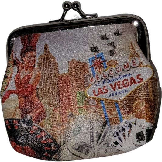 Vintage Style Las Vegas Themed Coin Purse Wallet