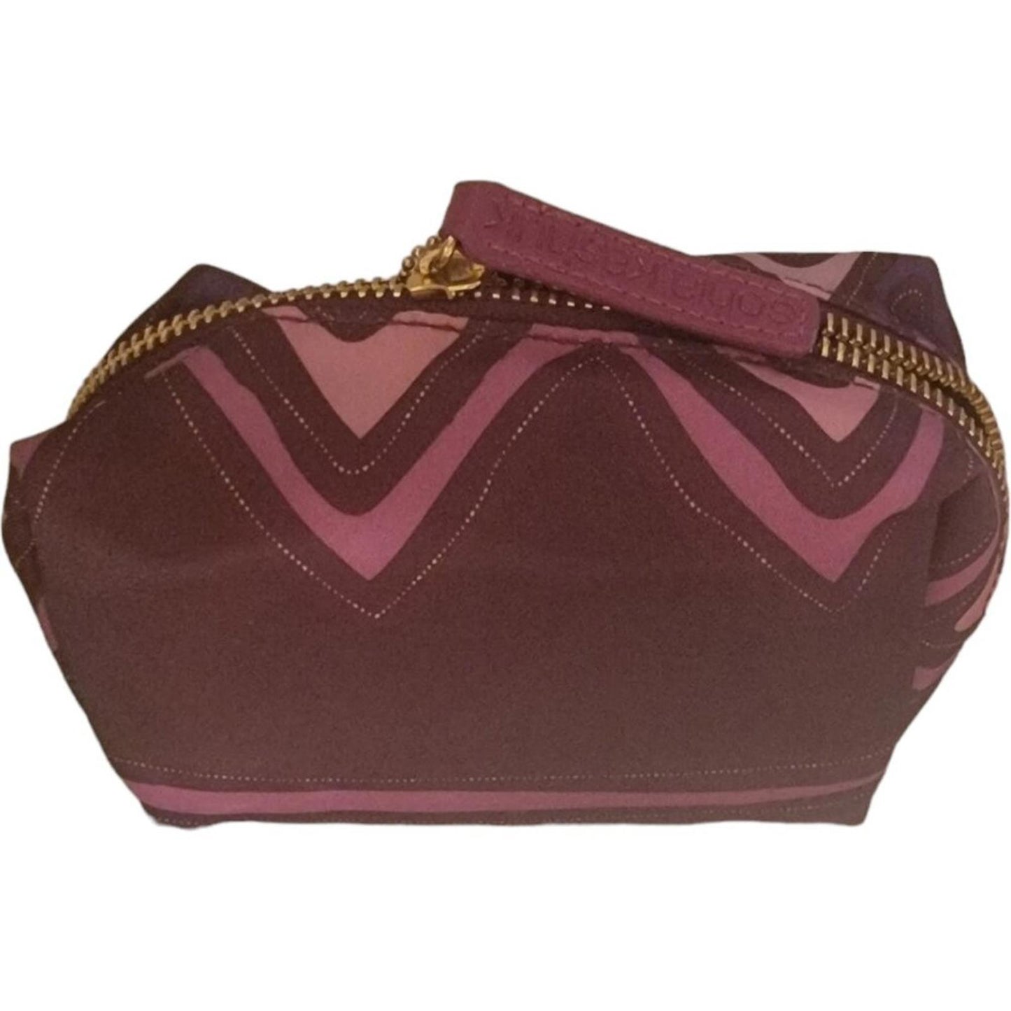 Chevron Patterned Cosmetic Bag with Gold Zipper