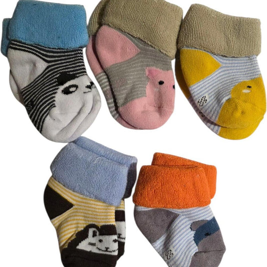 Set of 5 Baby Socks with Animal Designs