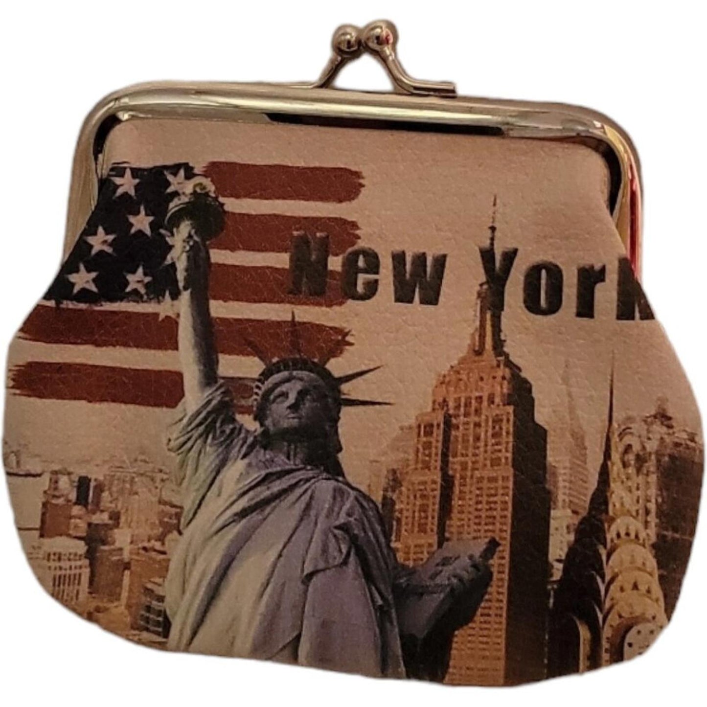 New York Themed Coin Purse with Statue of Liberty Print