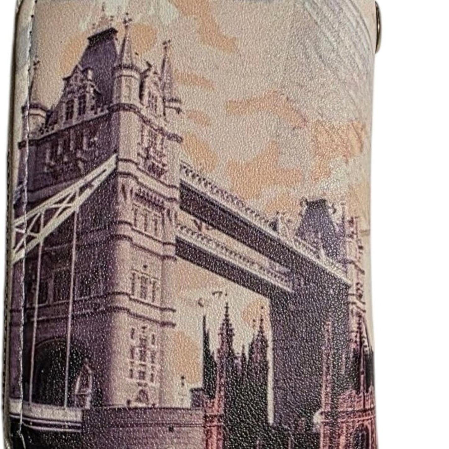 London Themed Zip Around Wallet with Iconic Landmarks