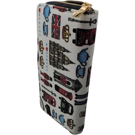 London Themed Zip Around Wallet