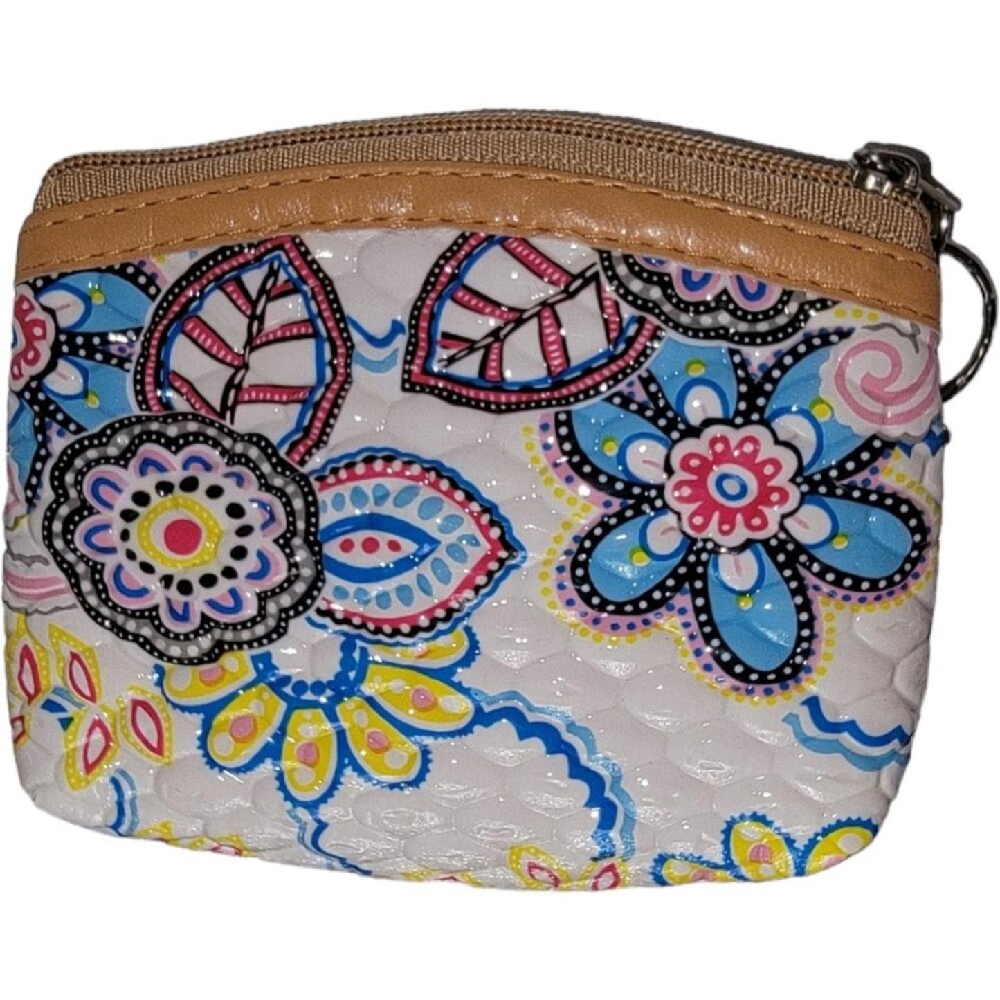 Floral Pattern Quilted Coin Purse with Zipper