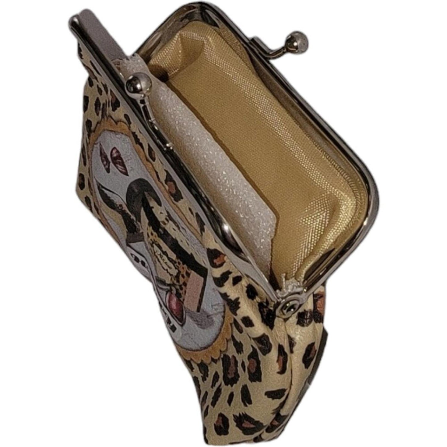Leopard Print Coin Purse with Happy Design