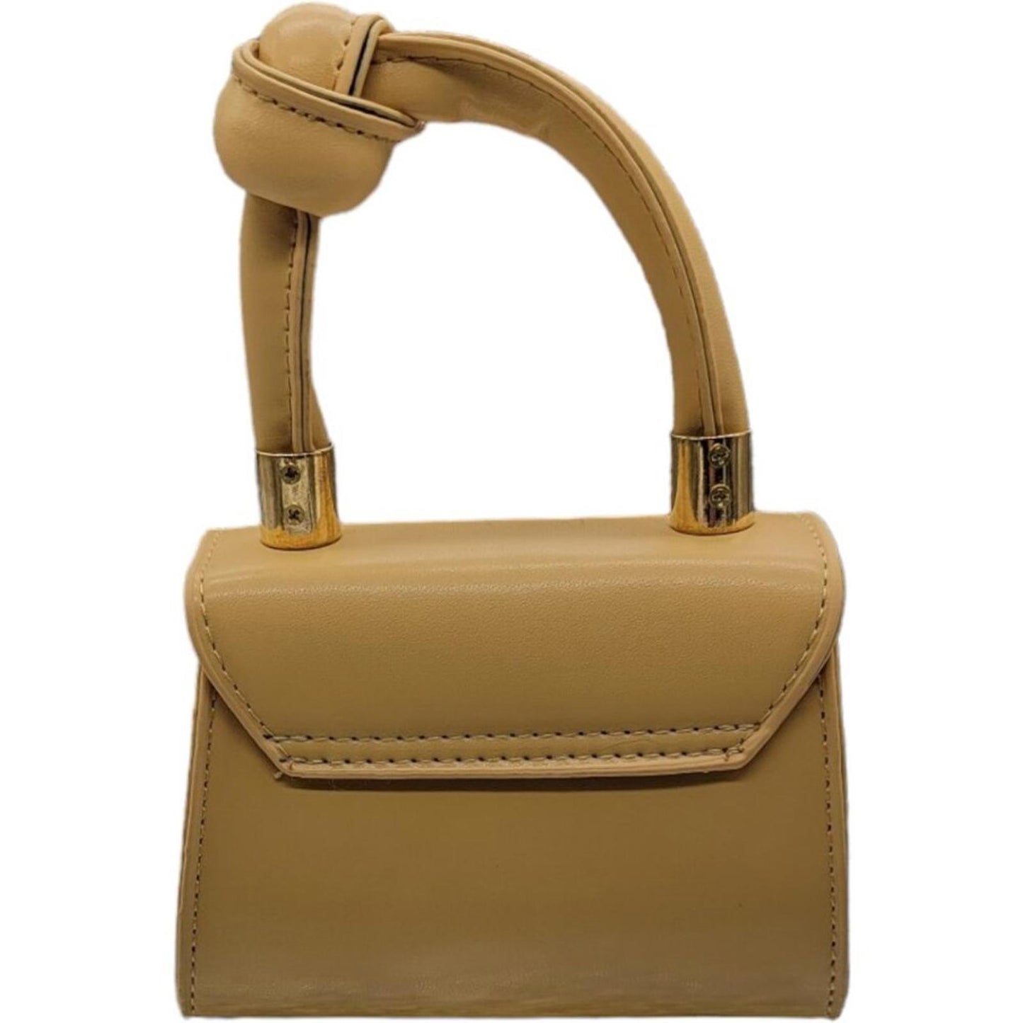 Mini Tan Handbag with Gold Chain Strap