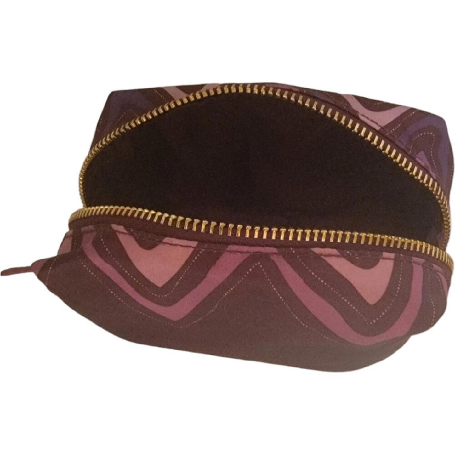 Chevron Patterned Cosmetic Bag with Gold Zipper