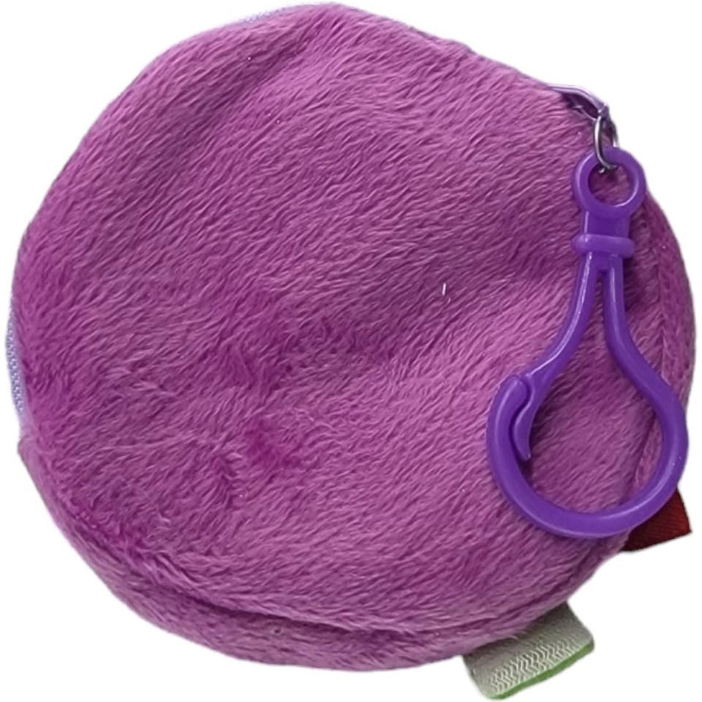 Plush Purple Coin Purse with Yellow Swirl and Clip