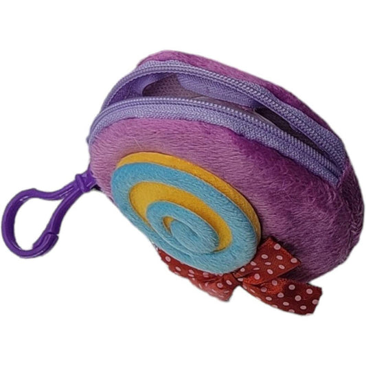 Purple Plush Lollipop Coin Purse with Clip