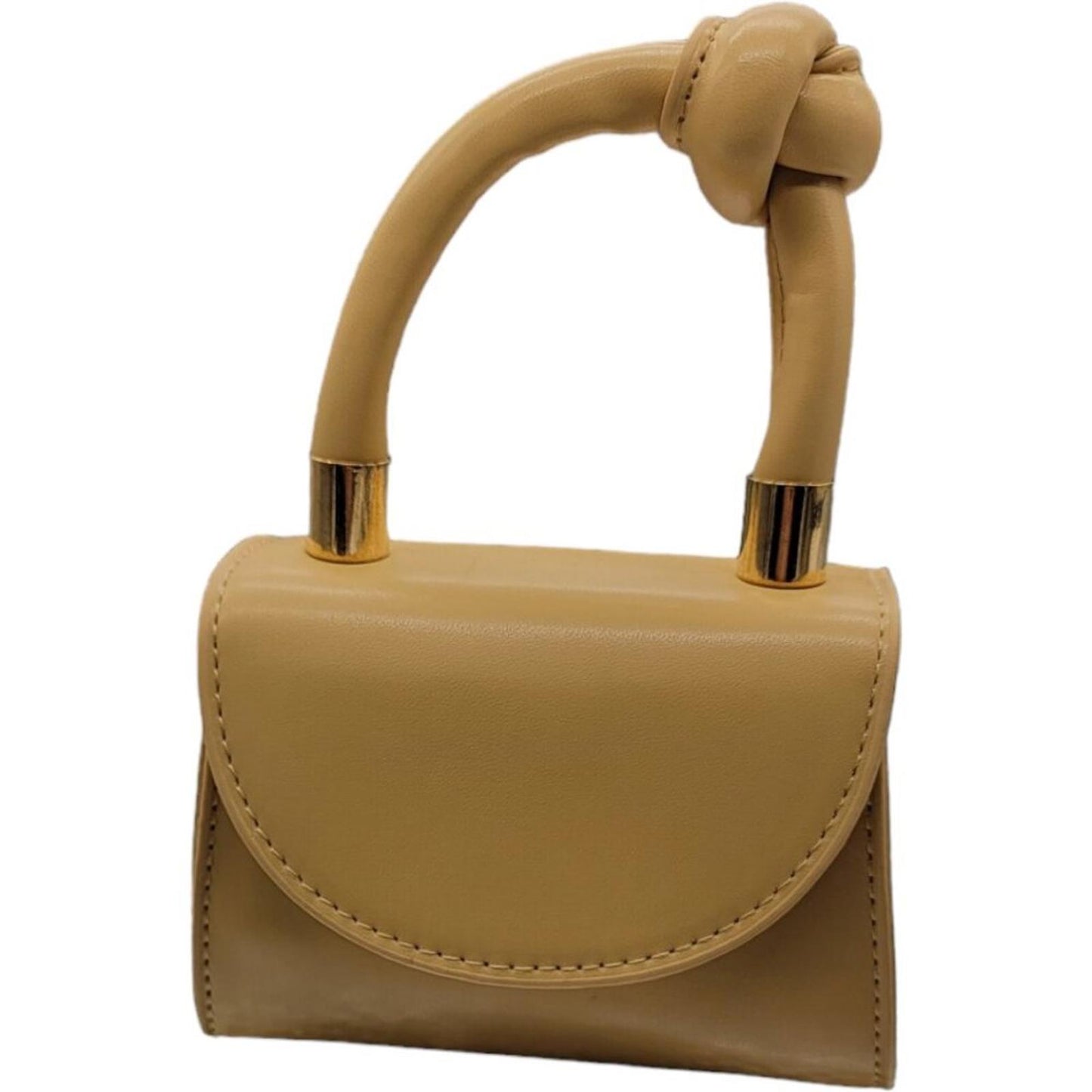 Mini Tan Handbag with Gold Chain Strap