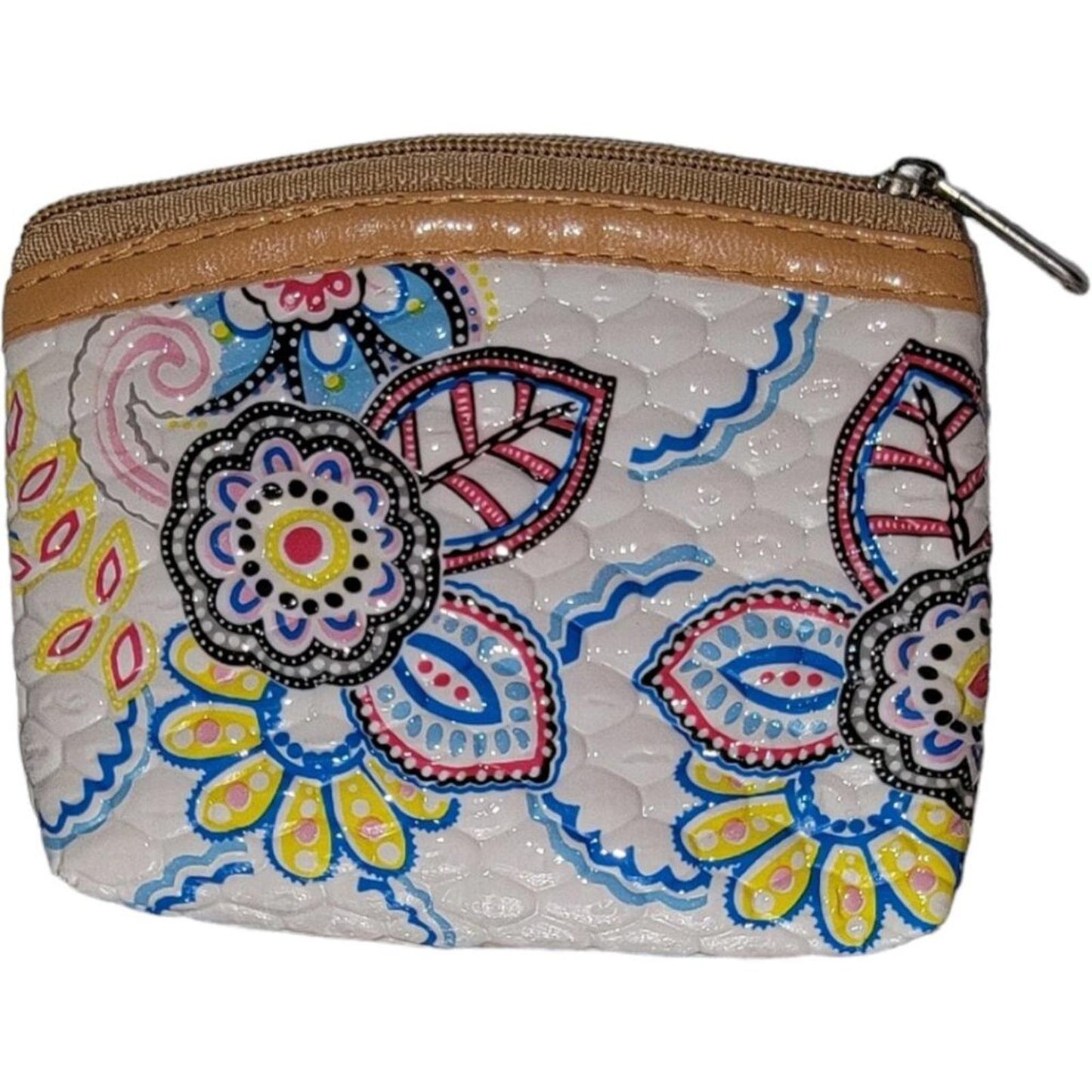 Floral Pattern Quilted Coin Purse with Zipper