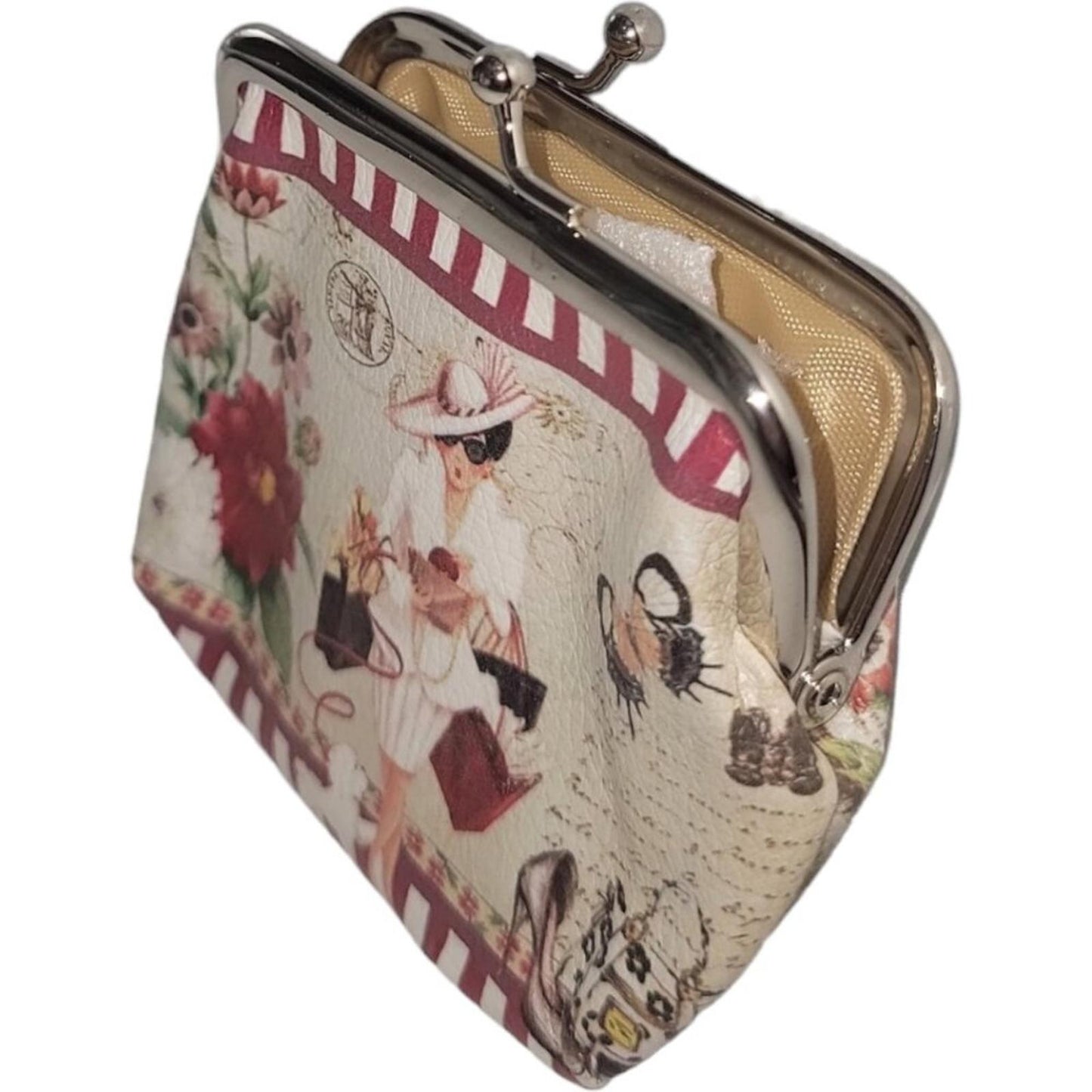 Vintage Style Coin Purse with Fashion Illustration