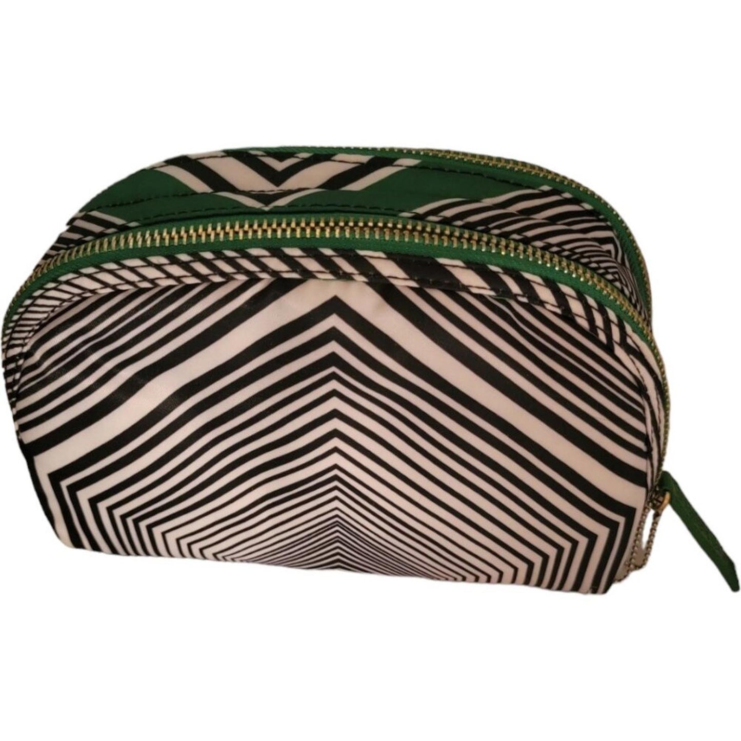 Geometric Patterned Double Zipper Cosmetic Bag