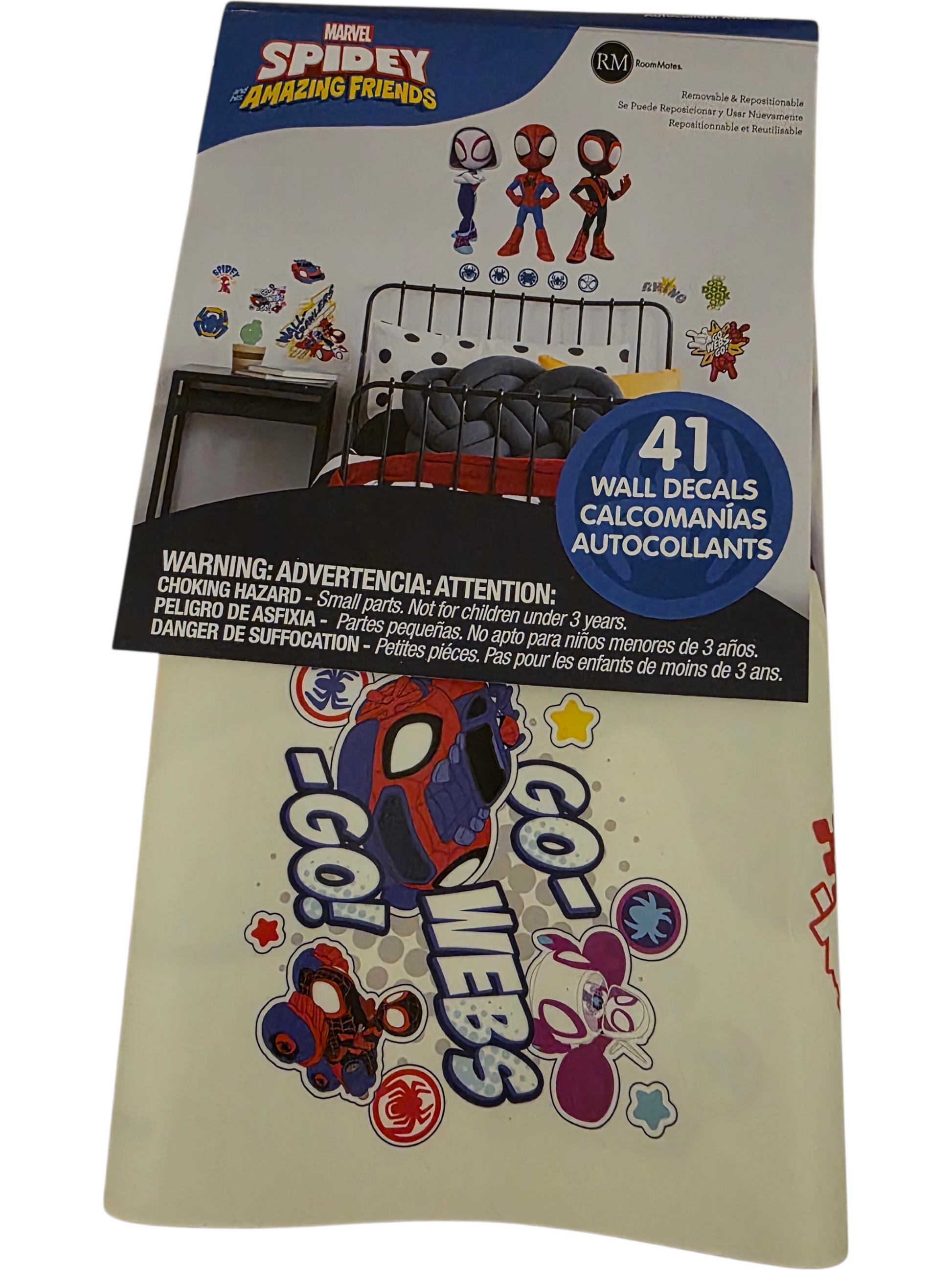Marvel Spidey and Friends 41 wall decals, colorful, removable, perfect for kids' room decor.