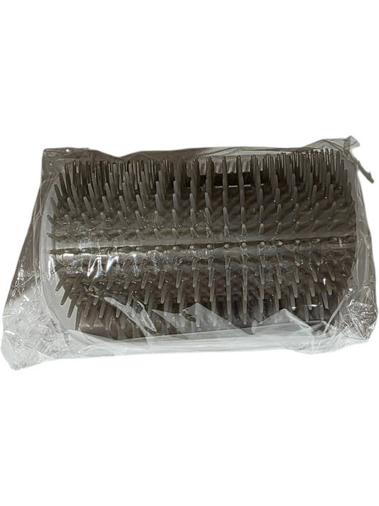 Brown hairbrush with flexible bristles, designed for detangling and styling hair easily.